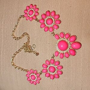 Pink & Gold-Tone Statement Necklace in Great Condition